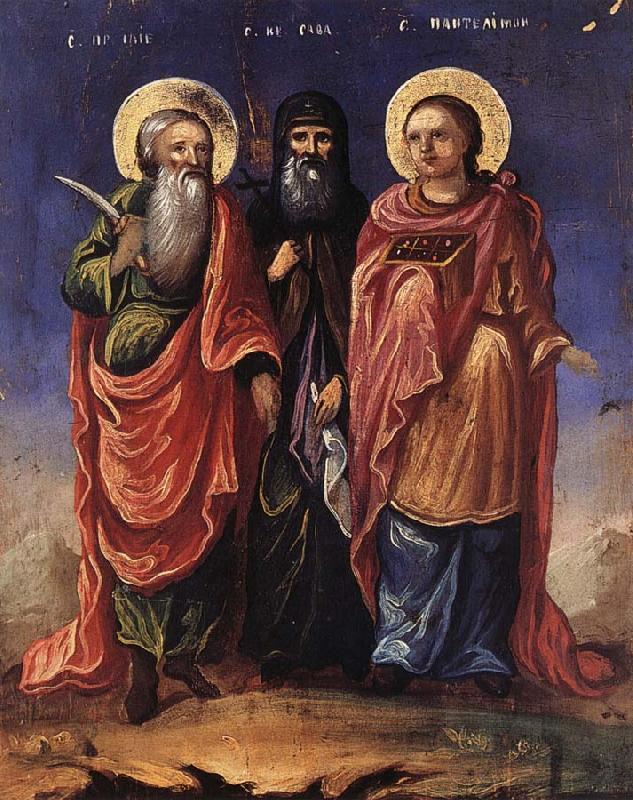 Nicolae Grigorescu Saints llie,Sava and Pantelimon Sweden oil painting art